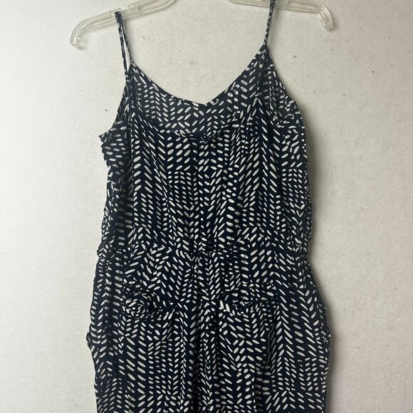 LOFT jumpsuit Women’s S Blue & White  Pockets Adjustable Straps elastic waist - Picture 5 of 8